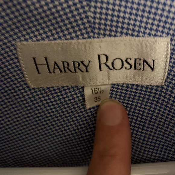 Harry Rosen Blue Gingham Dress Shirt - Picture 3 of 3